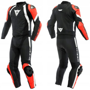 AVRO 4 - MEN'S 2-PIECE MOTORCYCLE LEATHER SUIT - UK 42, Black/Red